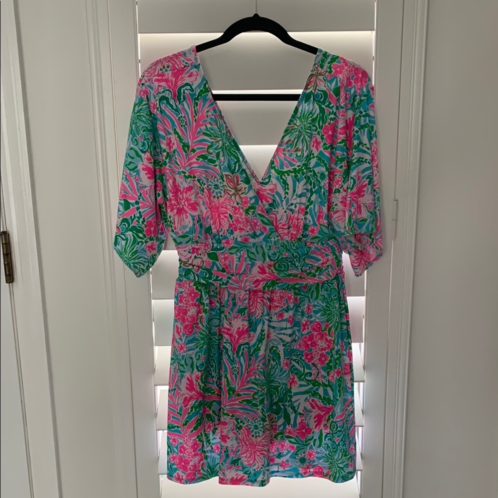 LILLY PULITZER PARIGI SKORT ROMPER AMALFI BLUE LEAF IT WILD